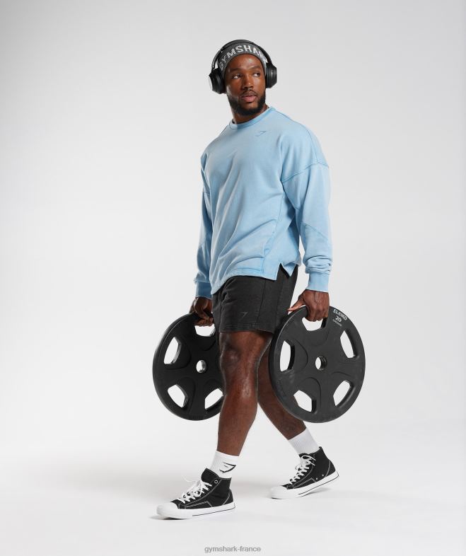 Gymshark équipage lavé sous pression bleu d\ozone Hommes 6HF28849