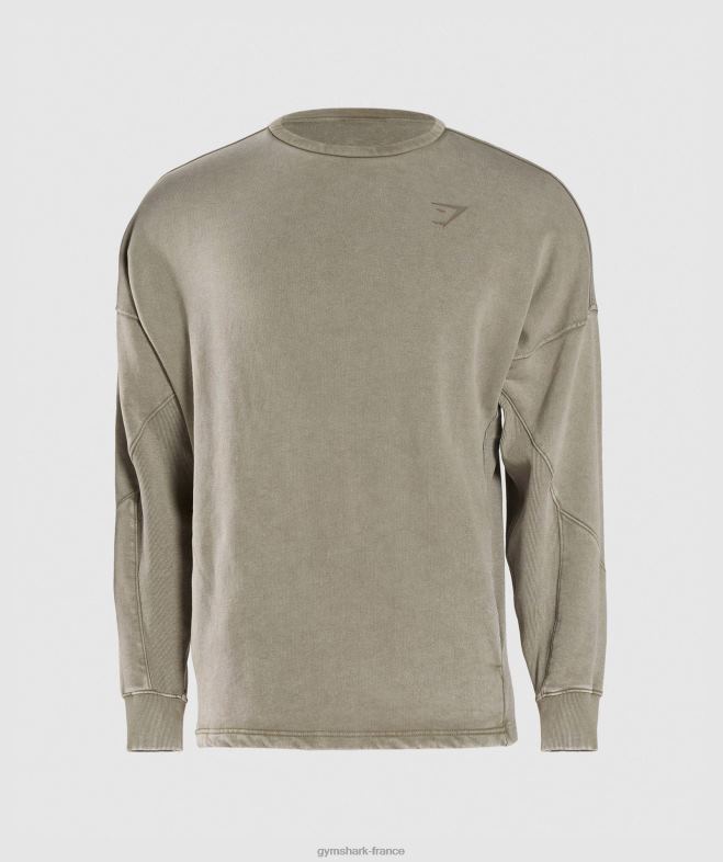 Gymshark équipage lavé sous pression marron écru Hommes 6HF28860