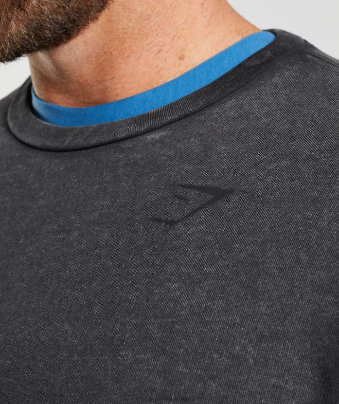 Gymshark équipage lavé sous pression noir Hommes 6HF28851