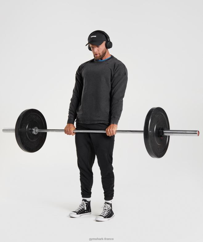 Gymshark équipage lavé sous pression noir Hommes 6HF28851
