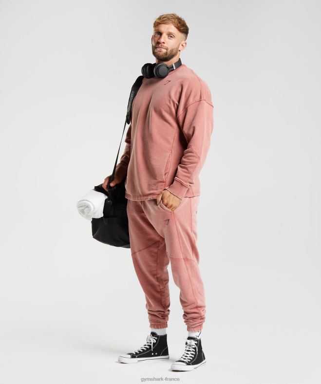 Gymshark équipage lavé sous pression rose marron Hommes 6HF28790