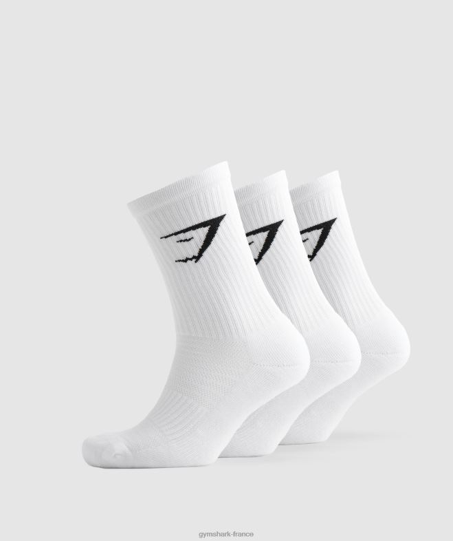 Gymshark chaussettes équipage, paquet de 3 blanc unisexe 6HF281095