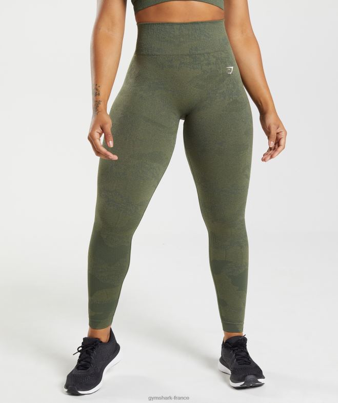 Gymshark adapter des leggings sans couture camouflage olive mousse/olive noyau femmes 6HF28244