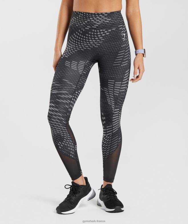 Gymshark leggings de course à pied impression noire femmes 6HF28328