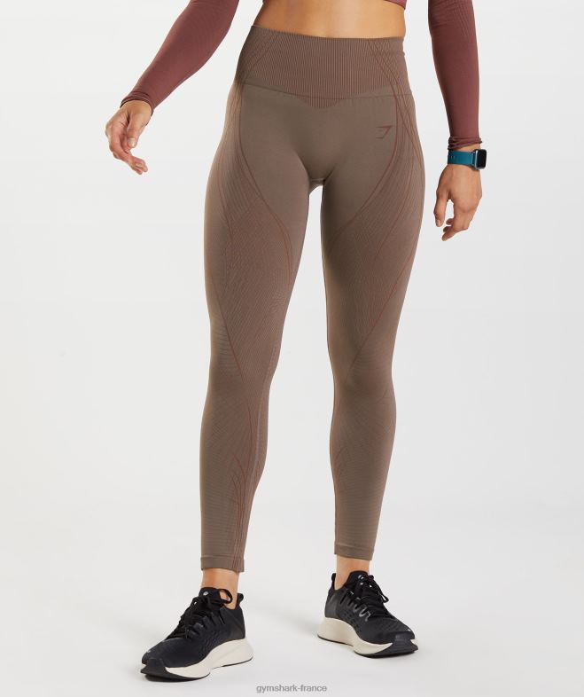 Gymshark leggings sans couture apex brun truffe/brun cerise femmes 6HF28314
