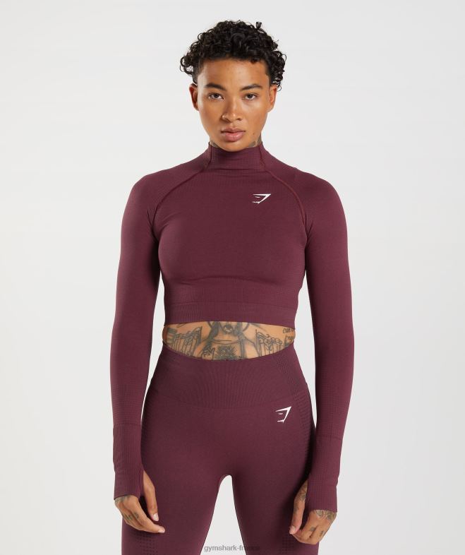 Gymshark Vital - Haut midi à col montant sans couture 2.0 marne marron cuite femmes 6HF28471
