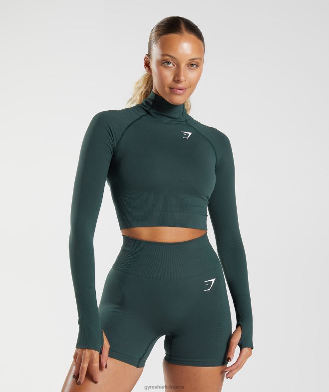 Gymshark Vital - Haut midi à col montant sans couture 2.0 marne verte des bois femmes 6HF28432