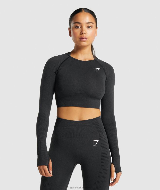Gymshark crop top vital sans couture 2.0 à manches longues marne noire femmes 6HF28467