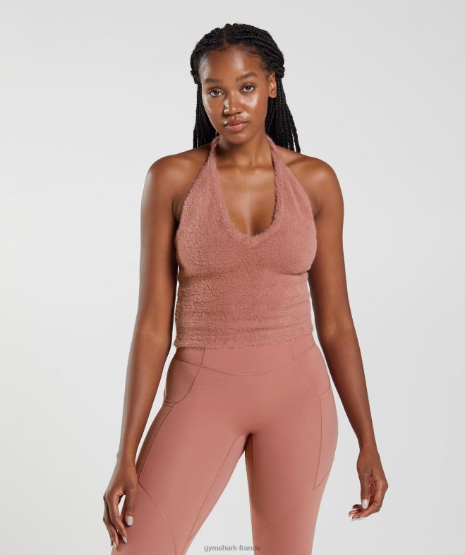 Gymshark Whitney - Haut dos nu mi-long en maille à cils rouge canyon femmes 6HF28447