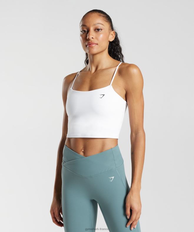 Gymshark débardeur court à bretelles blanc femmes 6HF28499
