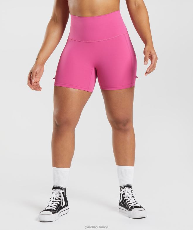 Gymshark Legacy - short moulant froncé rose profond femmes 6HF2898