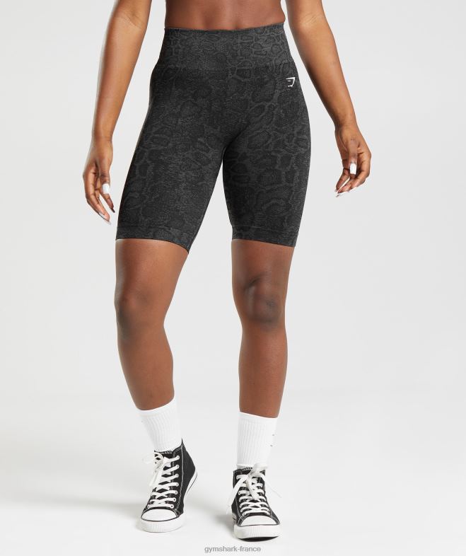 Gymshark adapter le short cycliste sans couture animal gris urbain/noir femmes 6HF2823