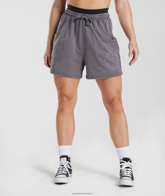Gymshark short ample Legacy gris titane/lavage acide femmes 6HF28107