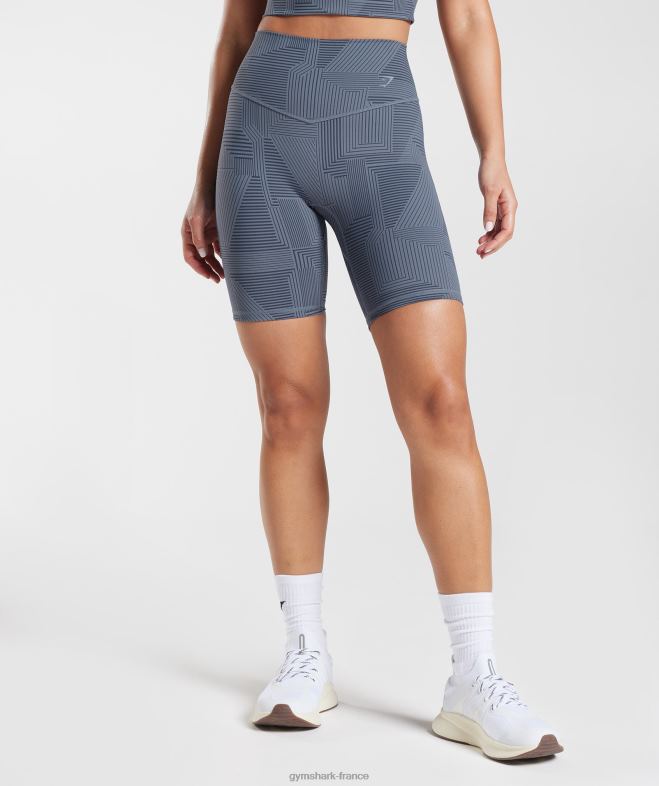 Gymshark short cycliste surélevé bleu du soir femmes 6HF2853