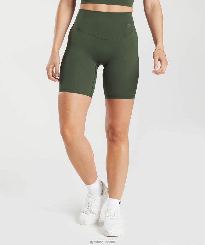 Gymshark short cycliste surélevé olive mousse femmes 6HF2872