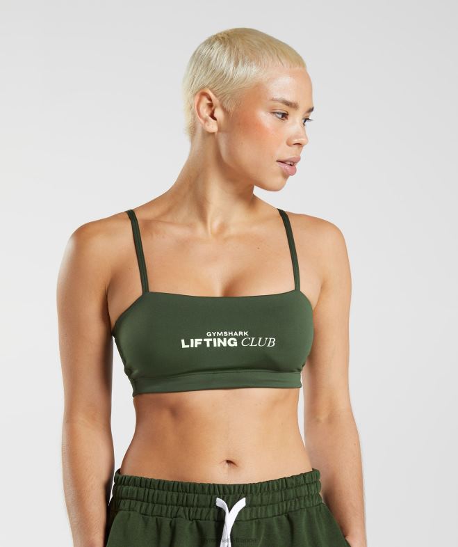 Gymshark bandeau club social olive mousse femmes 6HF28195