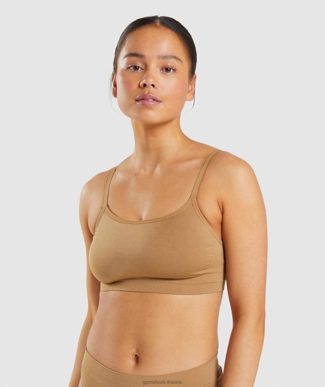 Gymshark bralette sans couture à encolure dégagée brun clair doré femmes 6HF28508