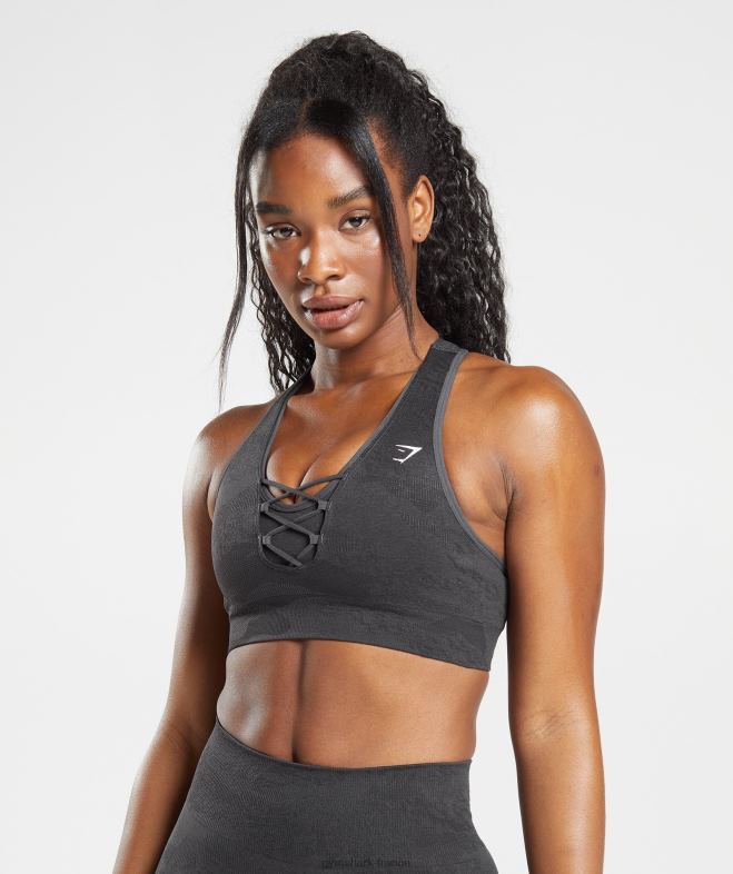 Gymshark soutien-gorge de sport adapt camouflage sans coutures noir/gris onyx femmes 6HF28138