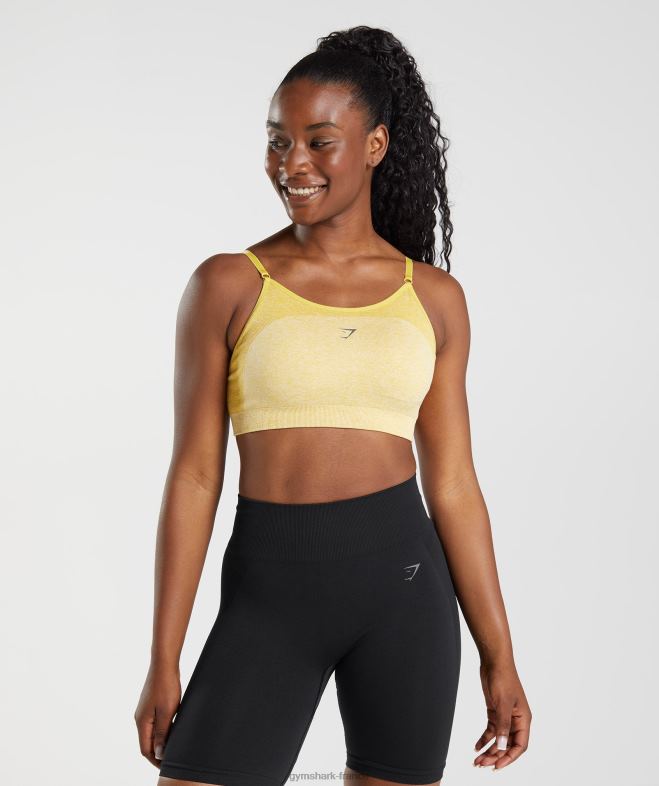 Gymshark soutien-gorge de sport à bretelles flexibles médaillon jaune/blanc chiné femmes 6HF28181