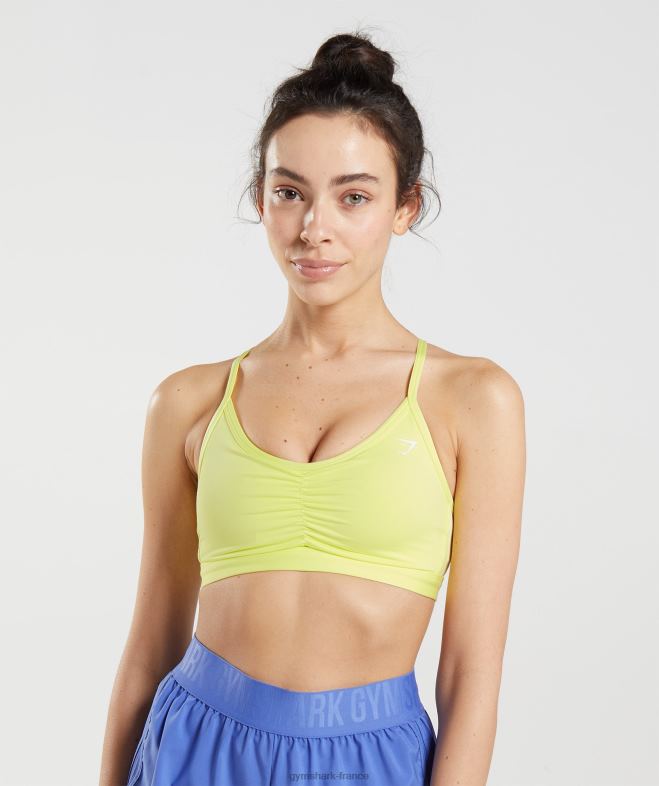 Gymshark soutien-gorge de sport de sport froncé luciole verte femmes 6HF28220