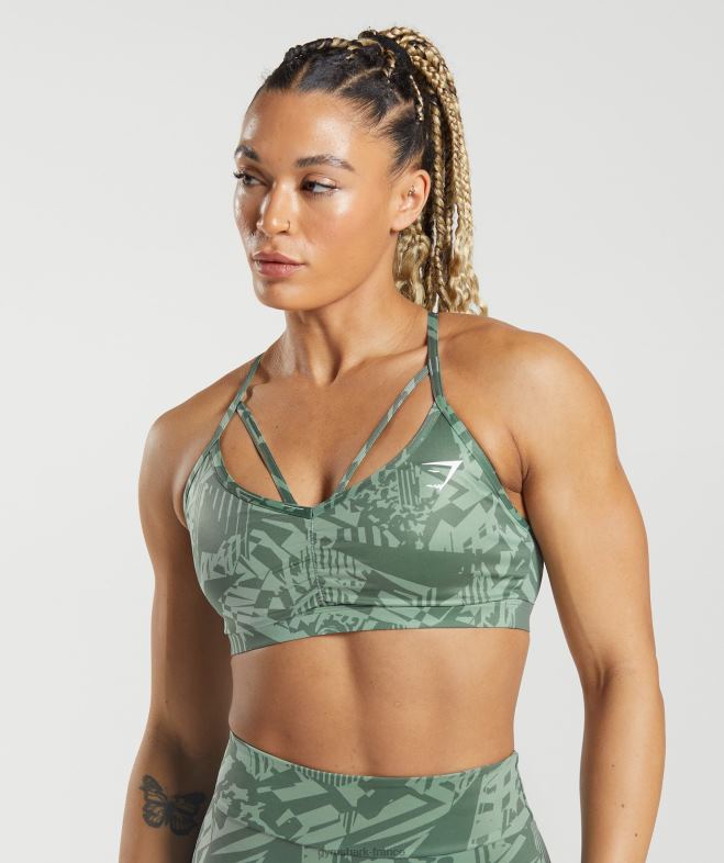 Gymshark soutien-gorge de sport gs power imprimé vert sauge femmes 6HF28148