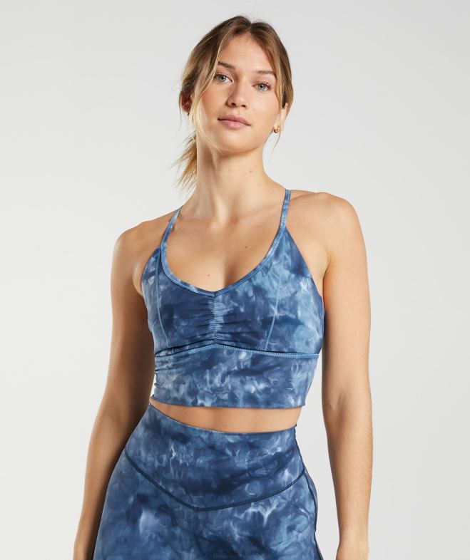 Gymshark soutien-gorge de sport long rehausseur colorant en spray bleu au bord du lac femmes 6HF28172