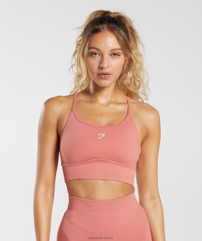 Gymshark soutien-gorge de sport long sans coutures rose terre cuite femmes 6HF28132