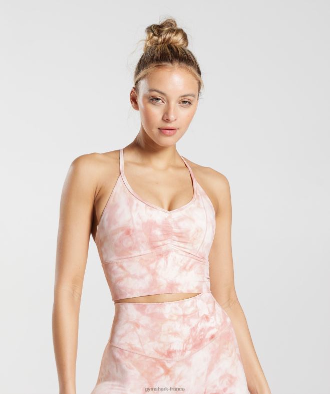 Gymshark soutien-gorge de sport long à teinture par pulvérisation Elevate blanc/rose brumeux/rose scandi femmes 6HF28133