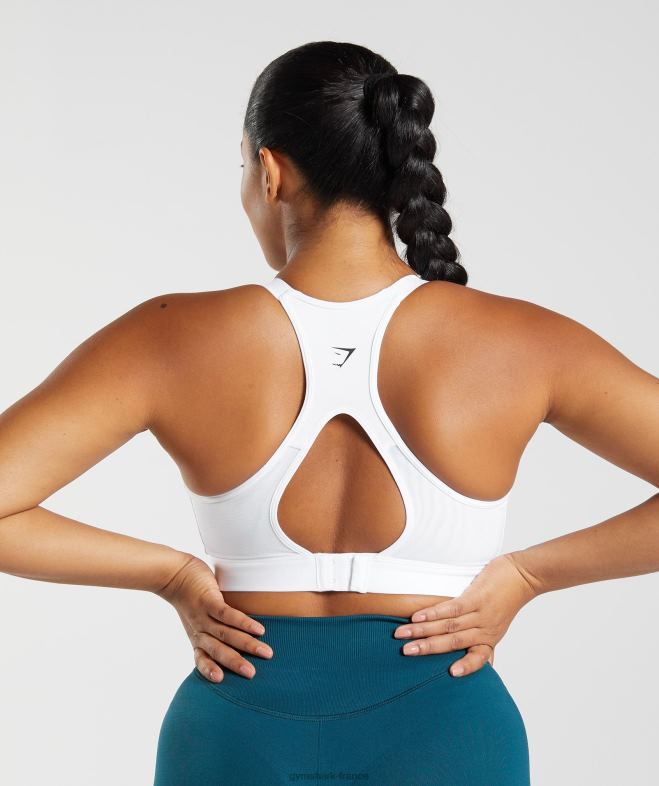 Gymshark soutien-gorge de sport à maintien élevé et dos découpé blanc femmes 6HF28179
