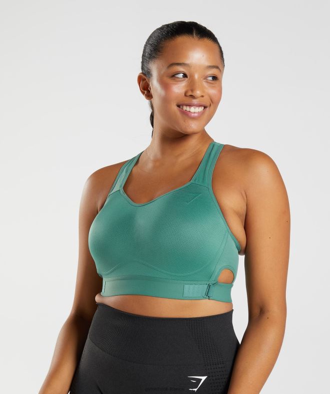Gymshark soutien-gorge de sport à maintien élevé et dos nageur vert hoya femmes 6HF28178