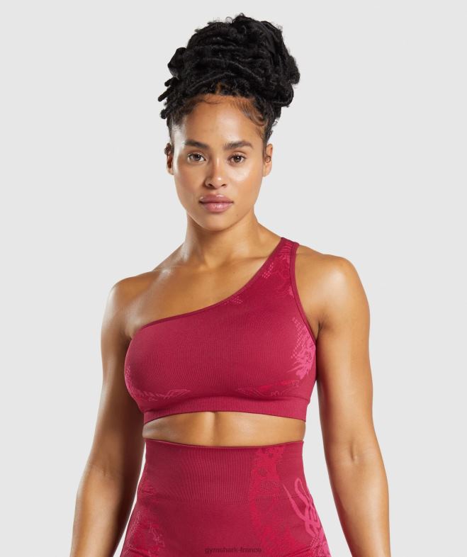 Gymshark soutien-gorge de sport à une épaule sans couture wtflex rose groseille/fuchsia fluo/rose magenta femmes 6HF28213