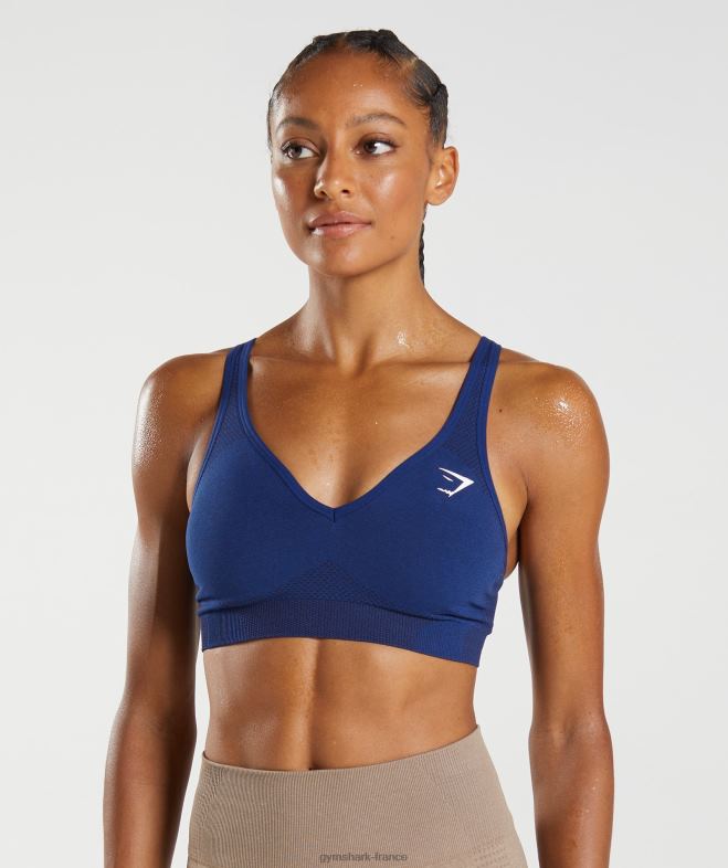 Gymshark soutien-gorge de sport vital sans couture 2.0 à col en V marne bleu stellaire femmes 6HF28218