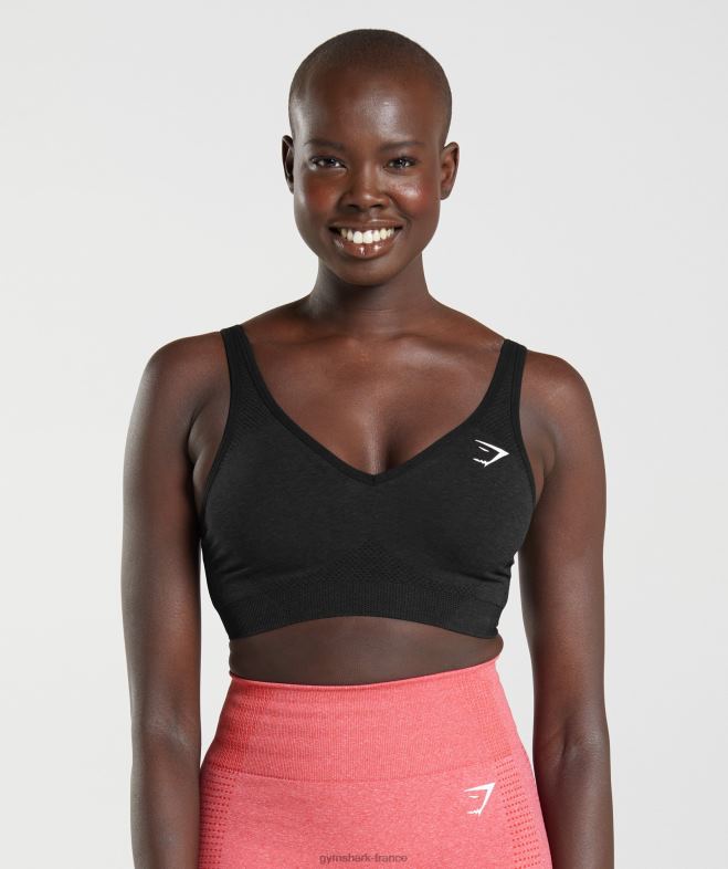 Gymshark soutien-gorge de sport vital sans couture 2.0 à col en V marne noire femmes 6HF28152