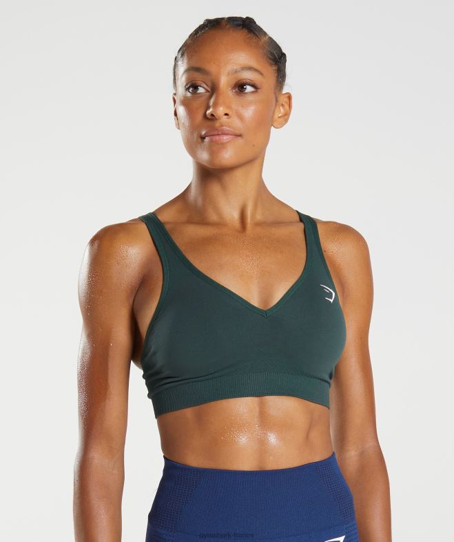 Gymshark soutien-gorge de sport vital sans couture 2.0 à col en V marne verte des bois femmes 6HF28205