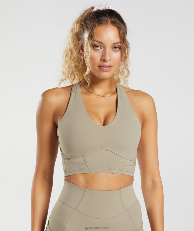 Gymshark soutien-gorge long Whitney brun ciment femmes 6HF28229