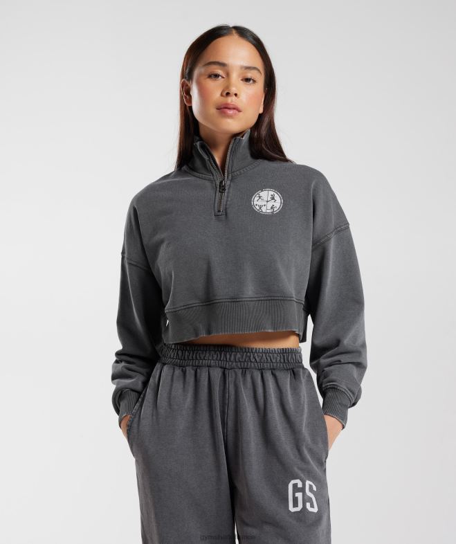Gymshark collégial 1/4 zip silhouette grise femmes 6HF28387