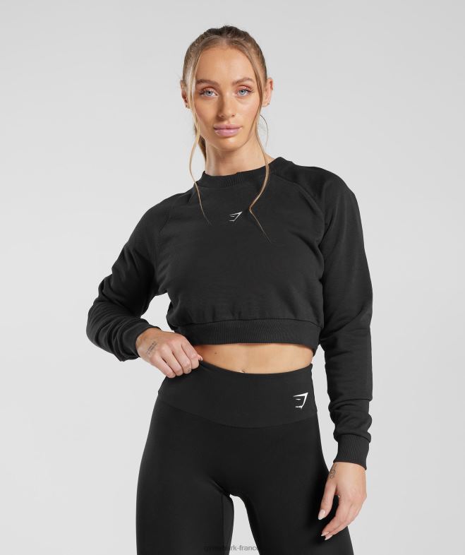 Gymshark pull court d'entrainement noir femmes 6HF28351