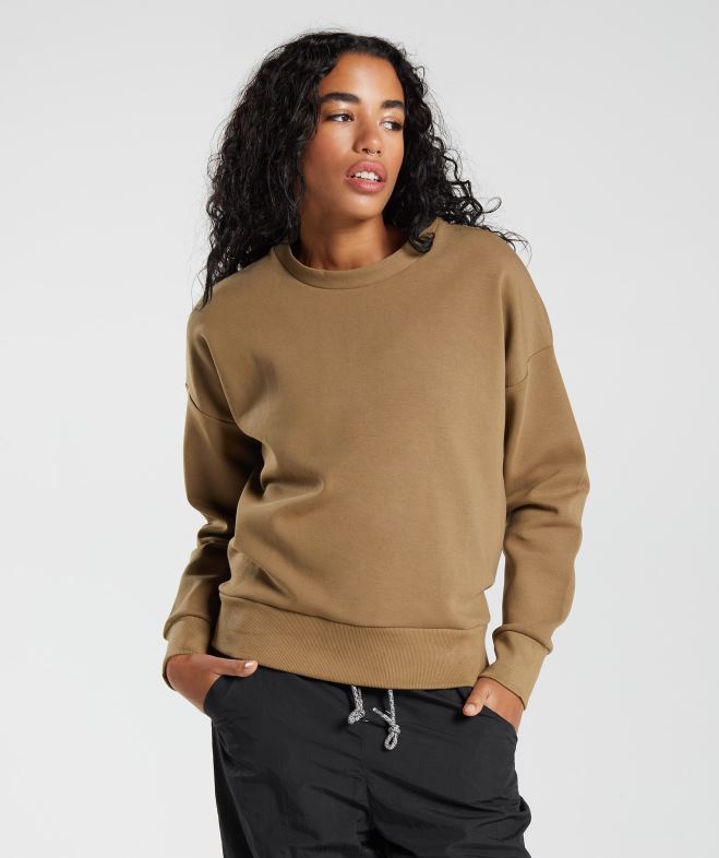 Gymshark reprendre l'équipe de transpiration flaque d'eau marron femmes 6HF28396