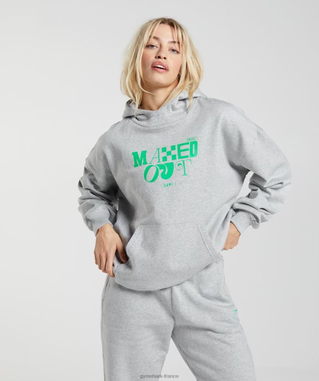 Gymshark sweat à capuche au maximum chiné gris clair femmes 6HF28360