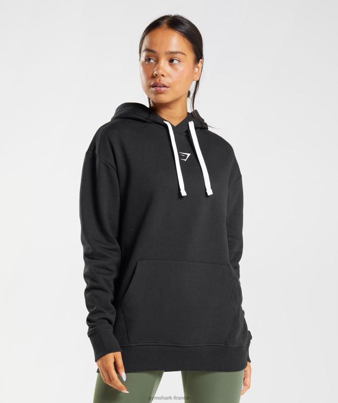 Gymshark sweat à capuche fractionné noir blanc femmes 6HF28386