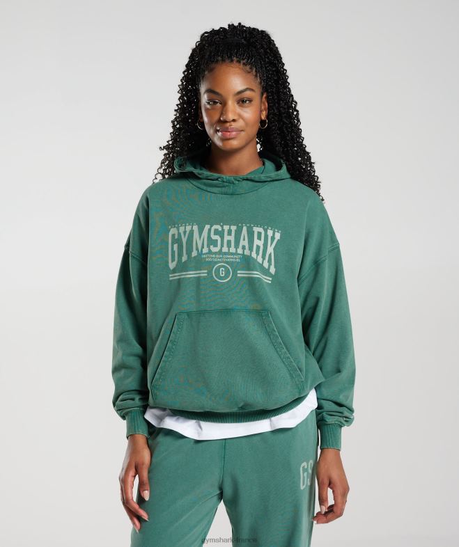 Gymshark sweat à capuche oversize universitaire bleu sarcelle d'encre femmes 6HF28392