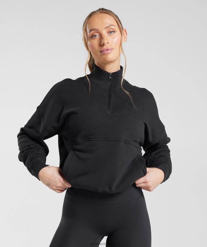 Gymshark sweat-shirt à fermeture éclair 1/4 Legacy noir femmes 6HF28412