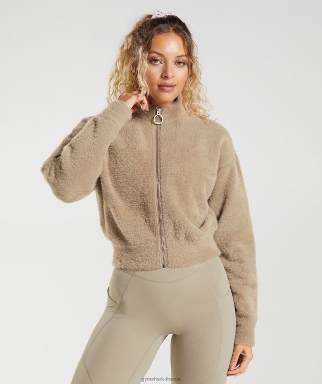 Gymshark veste en tricot à cils Whitney brun ciment femmes 6HF28400