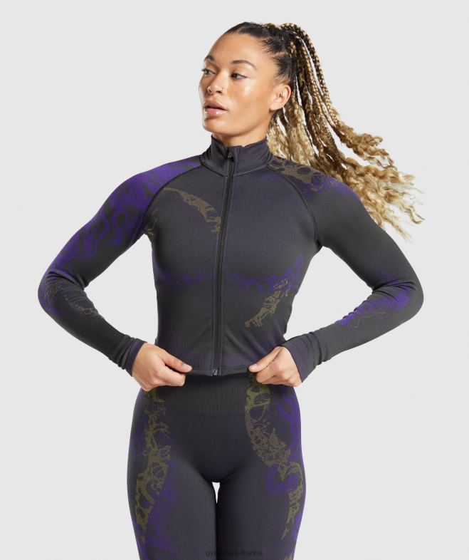 Gymshark veste zippée wtflex noir/violet Neptune/vert réactif femmes 6HF28362