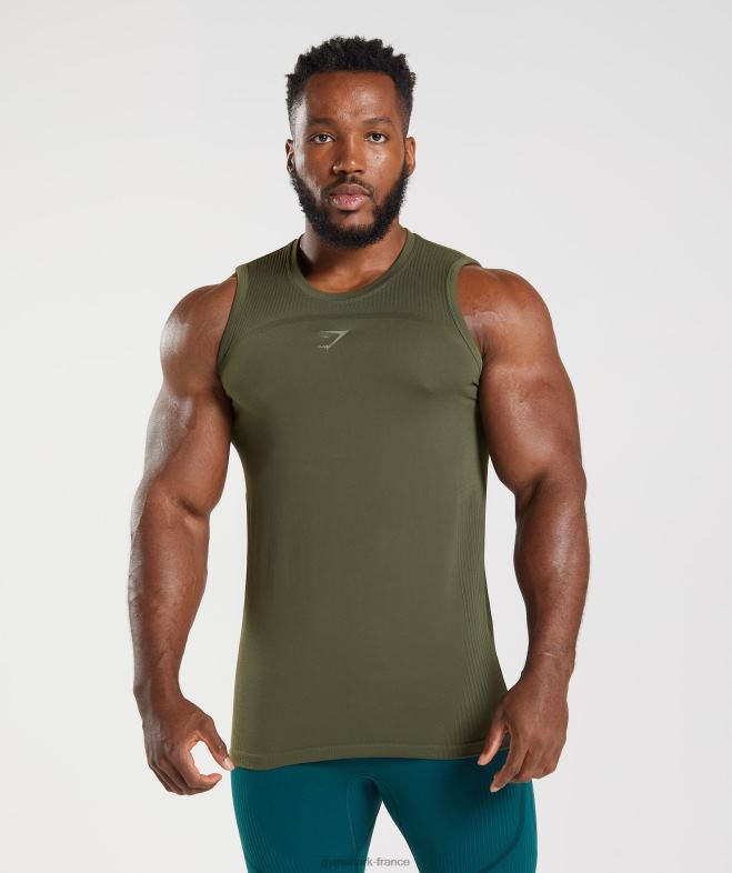 Gymshark Réservoir sans soudure 315 âme olive/vert marais Hommes 6HF28894