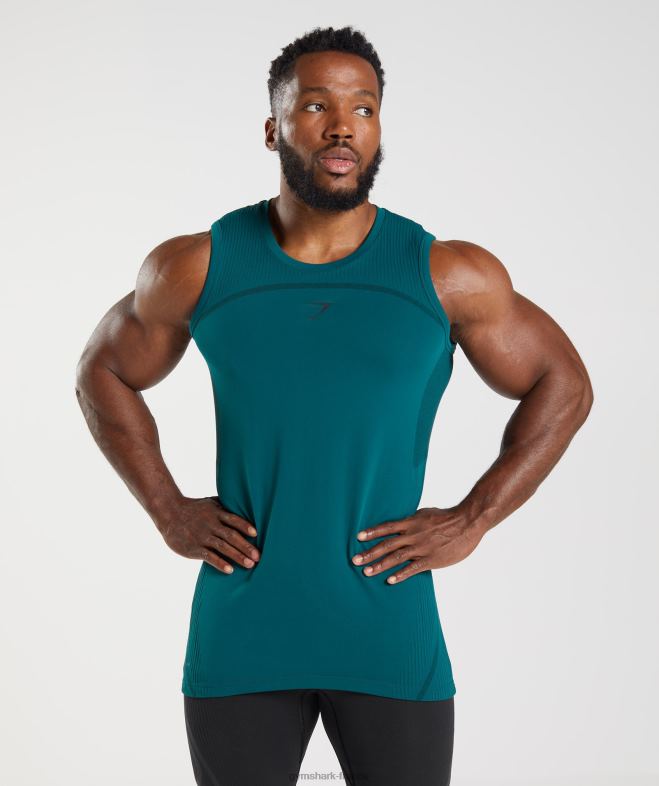 Gymshark Réservoir sans soudure 315 sarcelle d'hiver/noir Hommes 6HF28926