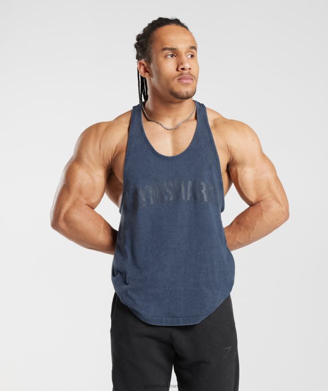 Gymshark longeron lavé sous pression bleu du soir Hommes 6HF28983