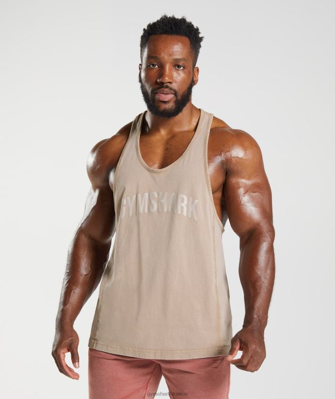 Gymshark longeron lavé sous pression brun ciment Hommes 6HF281009