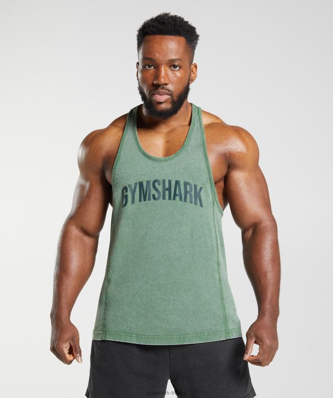 Gymshark longeron lavé sous pression iguane vert Hommes 6HF281001