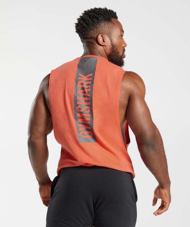Gymshark réservoir à bras tombant audacieux orange aérospatiale Hommes 6HF28921